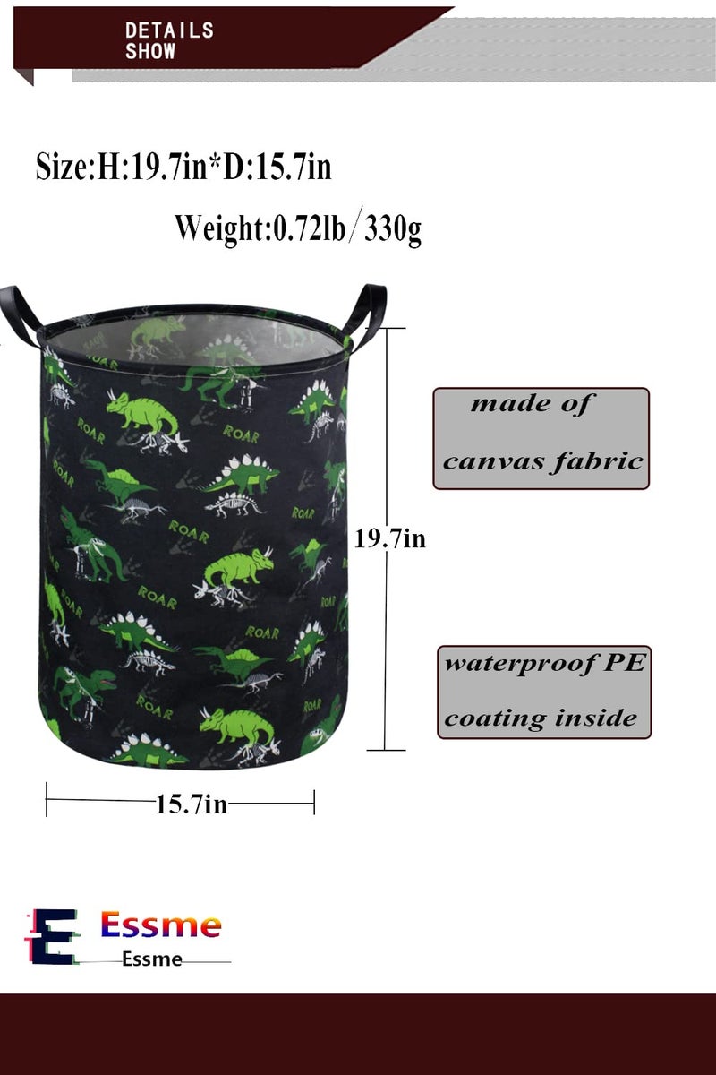 ESSME Kids Hamper,Dinosaur Laundry Hamper Collapsible Canvas Dinosaur Storage Basket for Boys Room Decor, Nursery Hamper,Gift Baskets,Home Organizer(Dinosaur laundry hamper) - Image 5